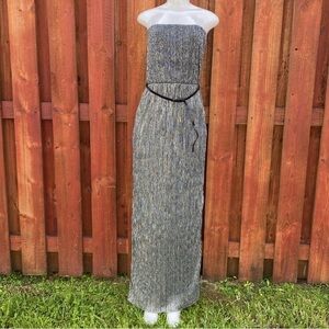 Chic Strapless Black and Silver Women's Dress Size L